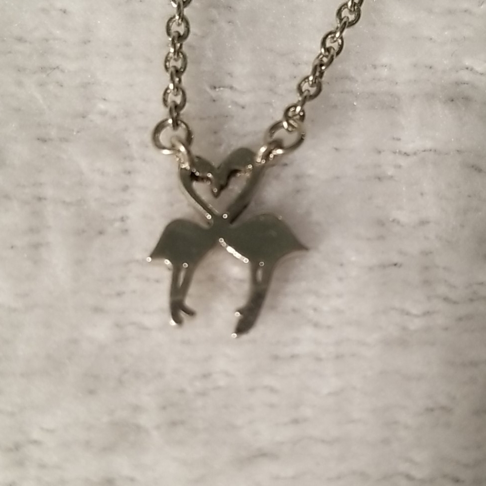 Silver flamingo necklace